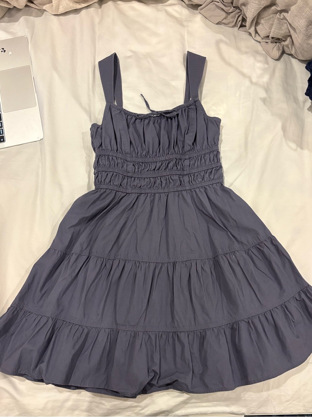 Sunday Best Smocked Dress in Slate Blue